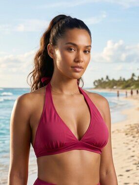 NWT Amazon Essentials Red Halter Triangle Bikini Top | UPF 50+ | Medium